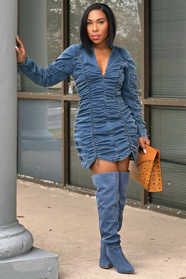 Kenya Lux Denim Mini Dress