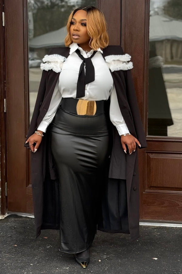 Nirvana Power Move Maxi Blazer Coat for Women – Double Breasted Longline Structured Jacket