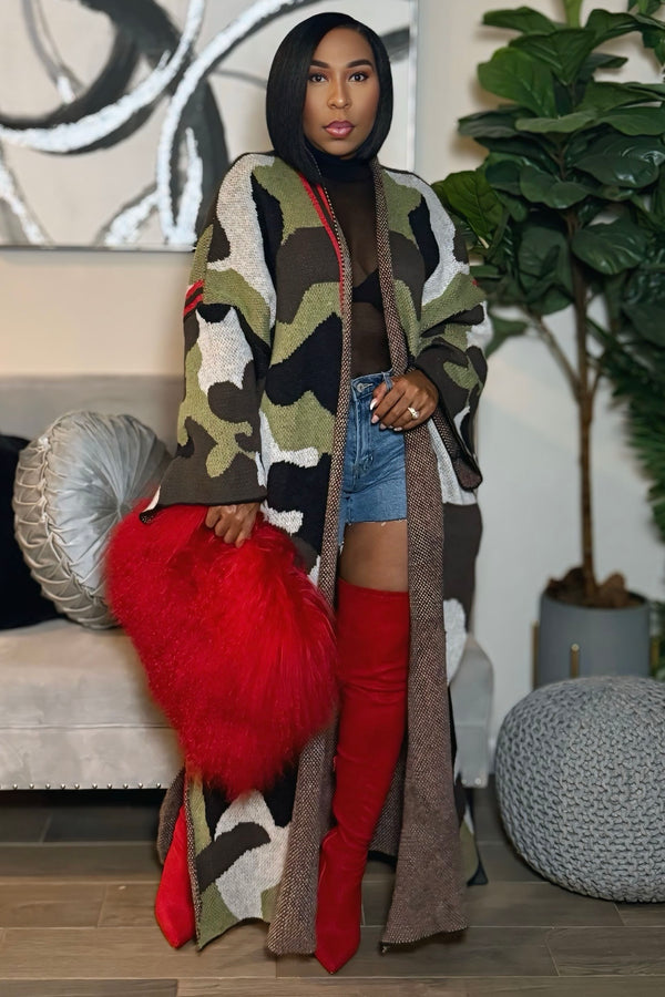 Shontia Camo Cozy Statement Cardigan