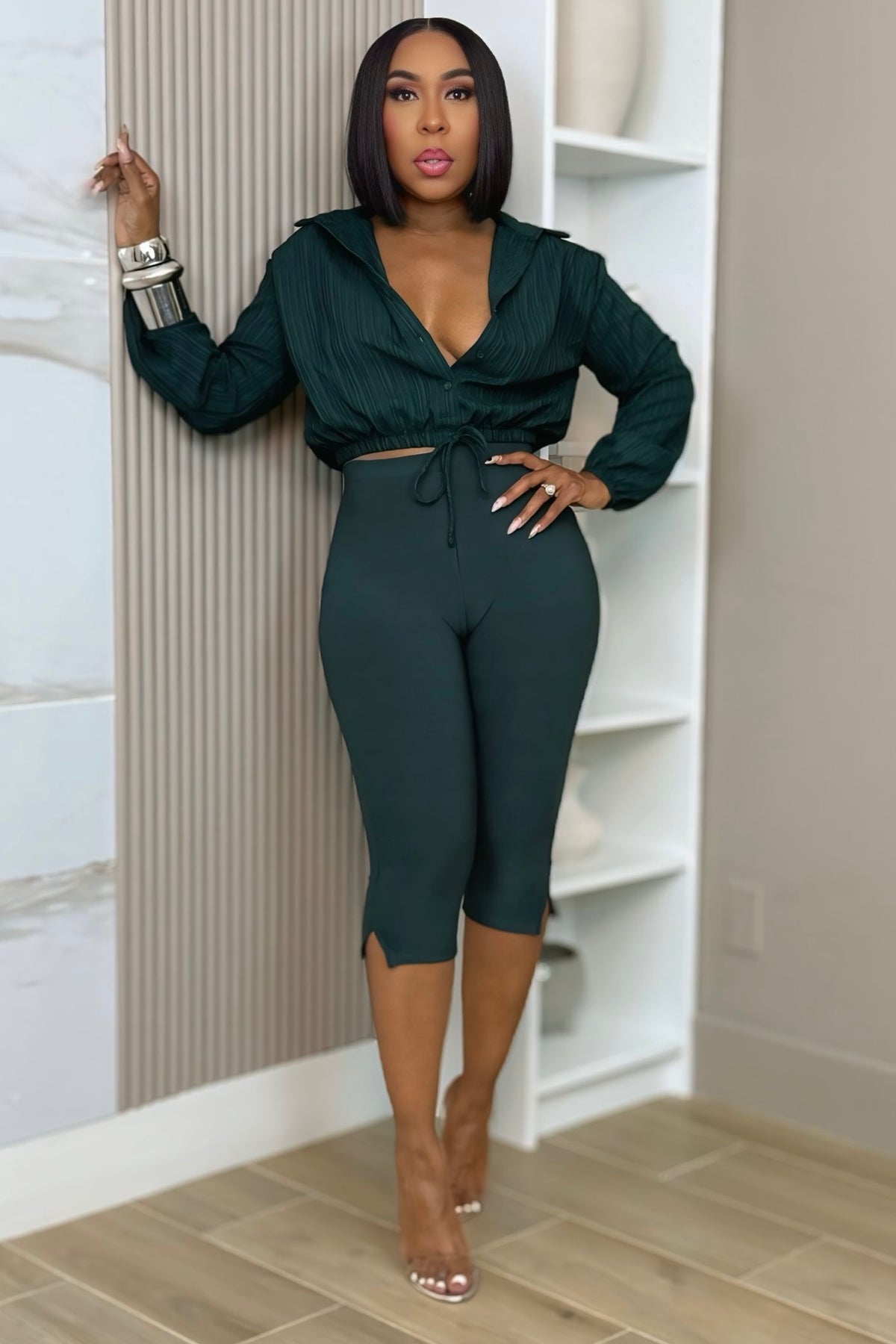 Lakeisha Soft Stretch Capri Hot Pants-Dark Teal – Shop Pretty Pieces