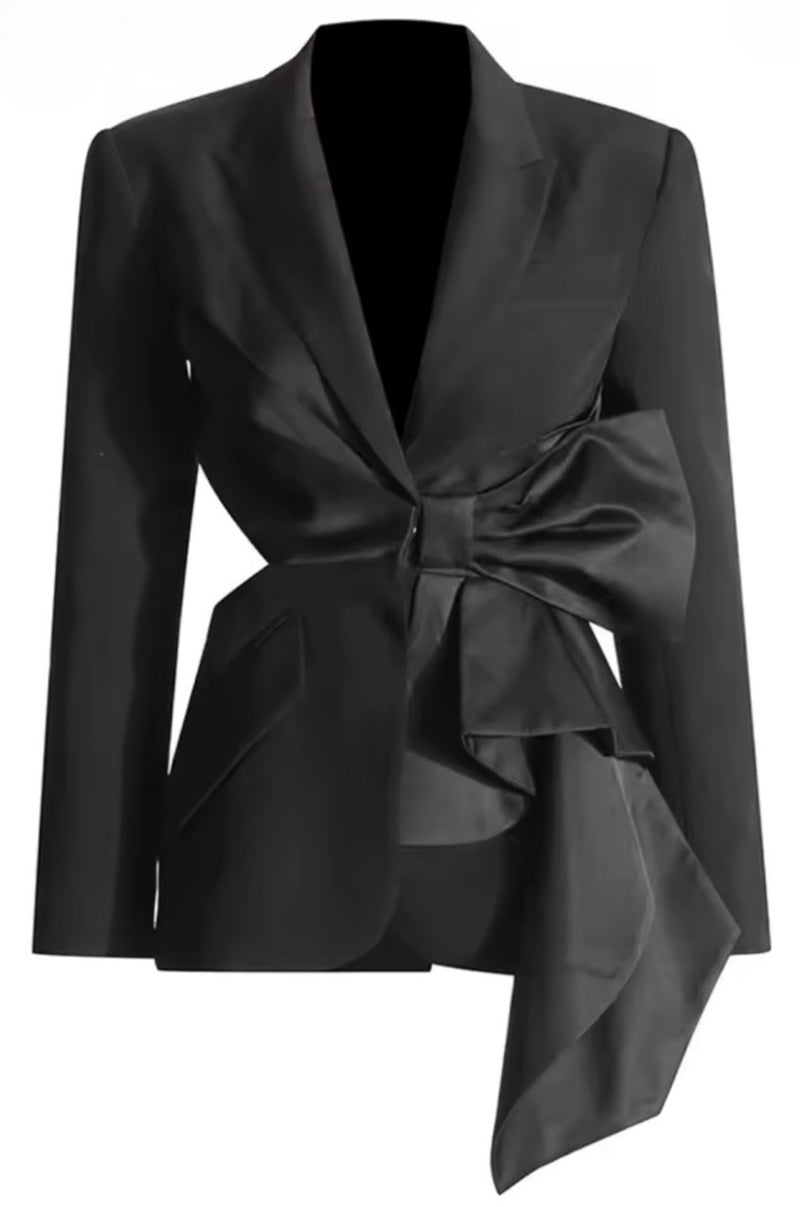 Jaisha Lux Open Back Bow Detail Blazer