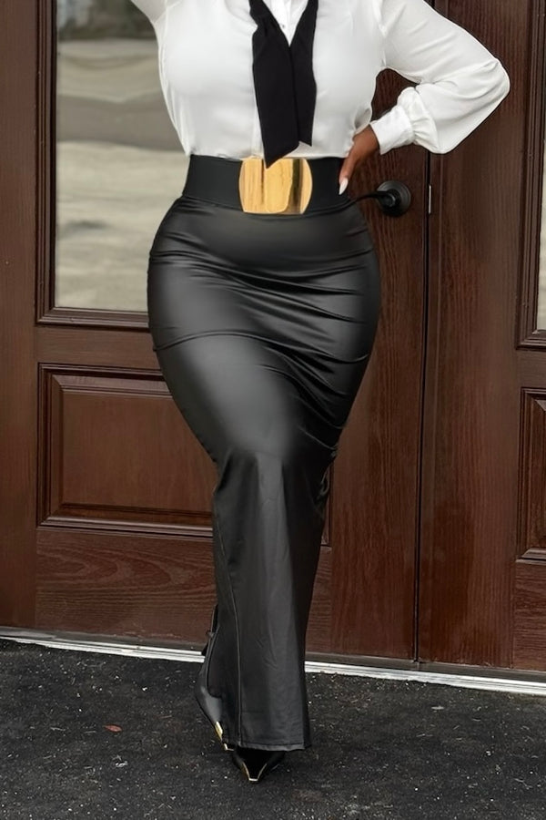 Karina High Society Faux Leather Maxi Skirt