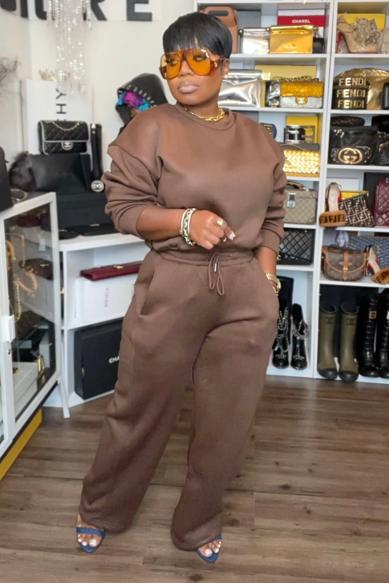 Yvonne Effortless Luxe Jogger Set-Brown