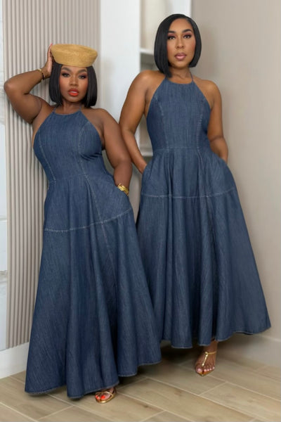 maxi denim dresses for sale Tiered Dress Medium Hazel and Olive sells boutique clothing similar to brands like Pink Lily Stylish Casual Denim Shirt Dress