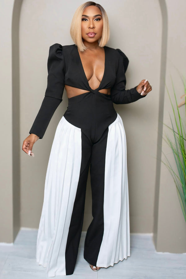 Veronica Power Play Pleated Jumpsuit