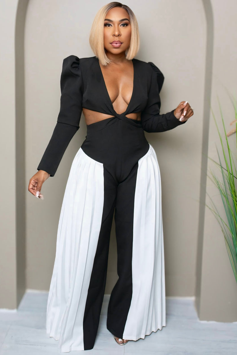 Veronica Power Play Pleated Jumpsuit