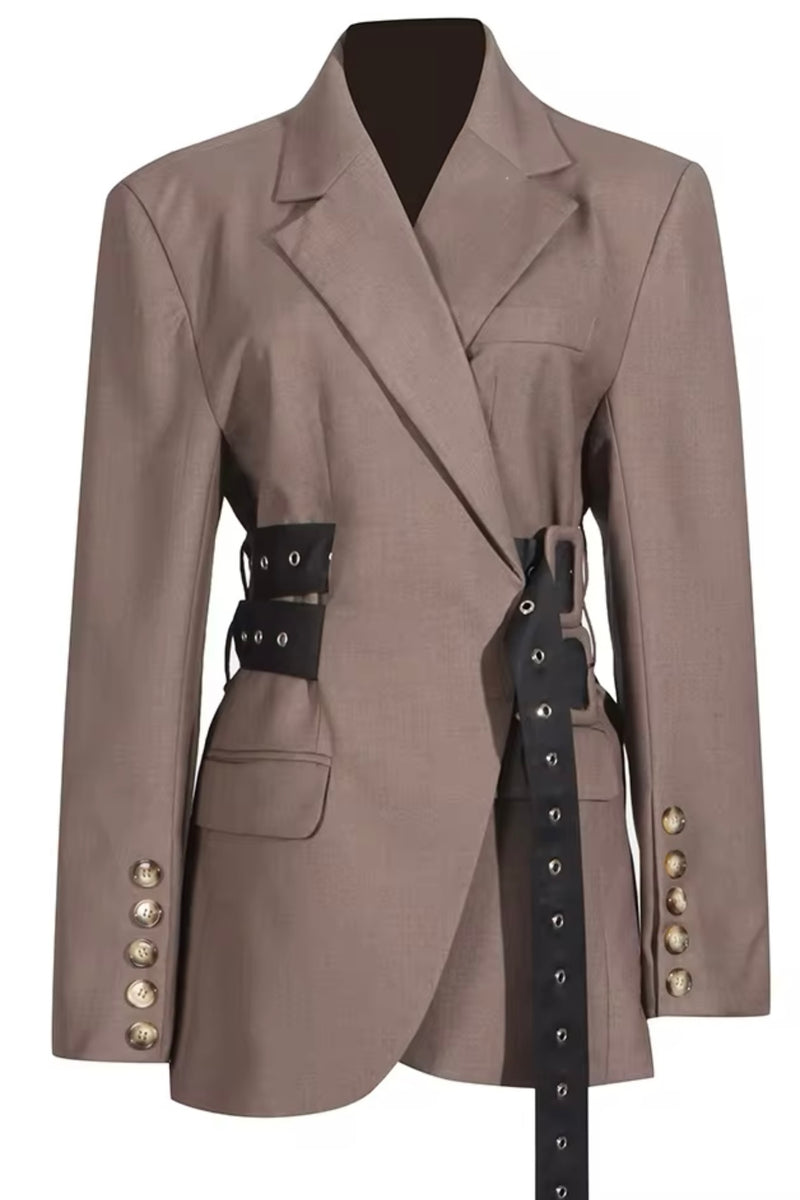 Cynthia Belted Hardware-Detail Blazer