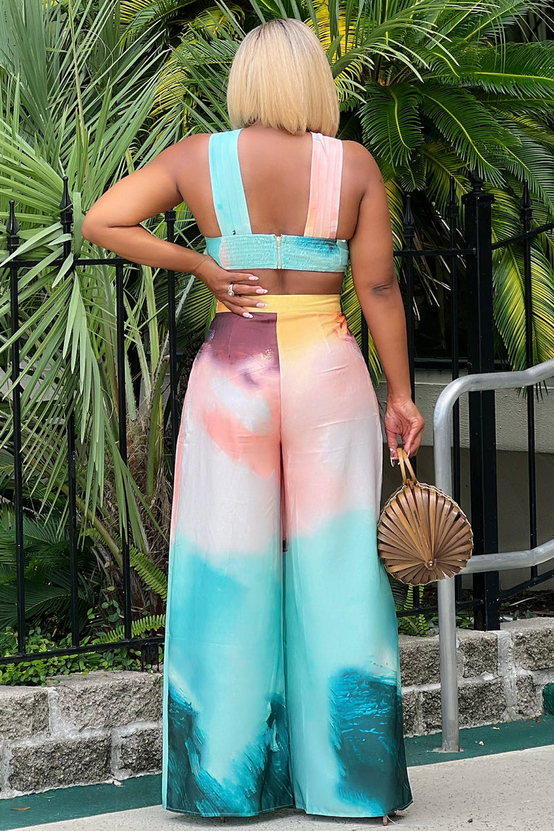 Sharon Tropical Vibes Dressy Cami Top and Palazzo Pants Set