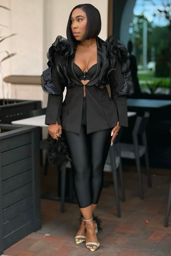 Carleena Ruffle Power Statement Blazer