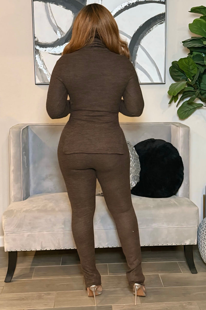 Maxine Plush Microfiber Leggings Set-Brown