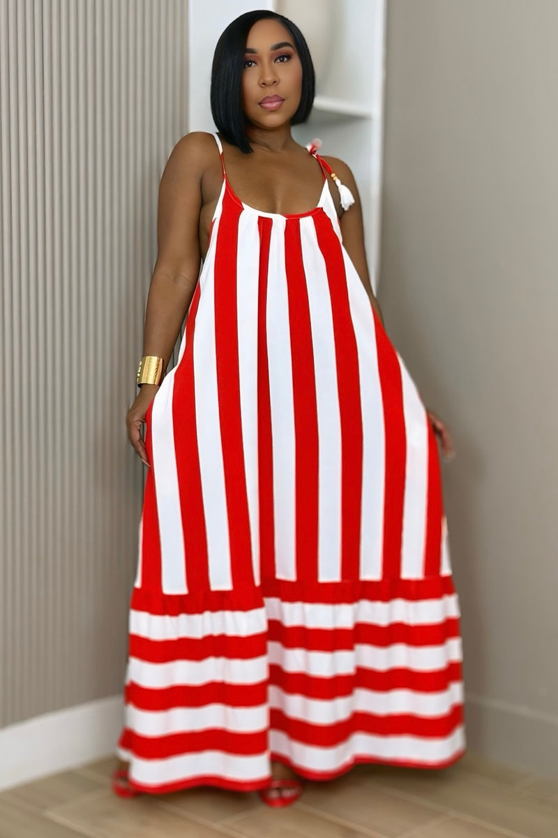 red stripe maxi dress Coastal Cabana Stripe Maxi Dress (Red) Red Stripe / Large