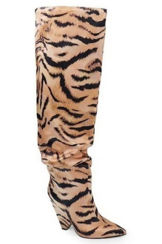 Nano Thigh High Stiletto Boot- Tiger Print