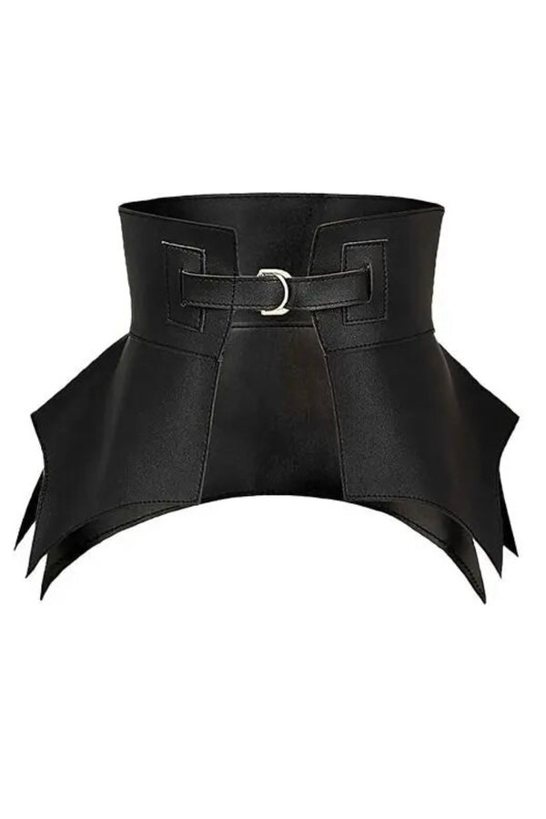 Sherry Structured Vegan Leather Waist Belt-Black