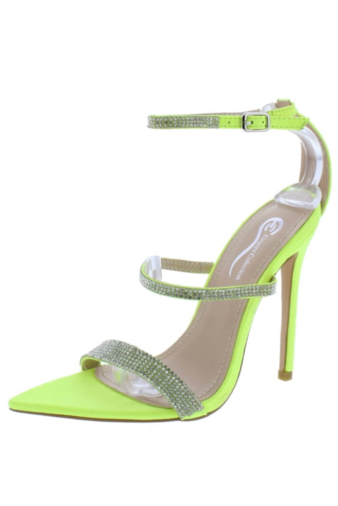 Shareka Pointed Toe Diamond Strap Stiletto-Lime