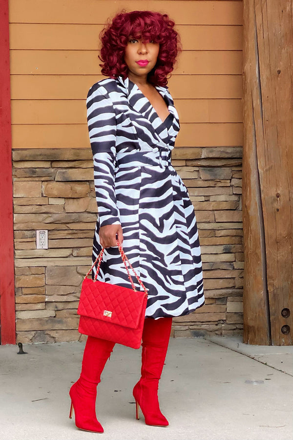 Chanelle Lux Trench Coat/Dress-Zebra