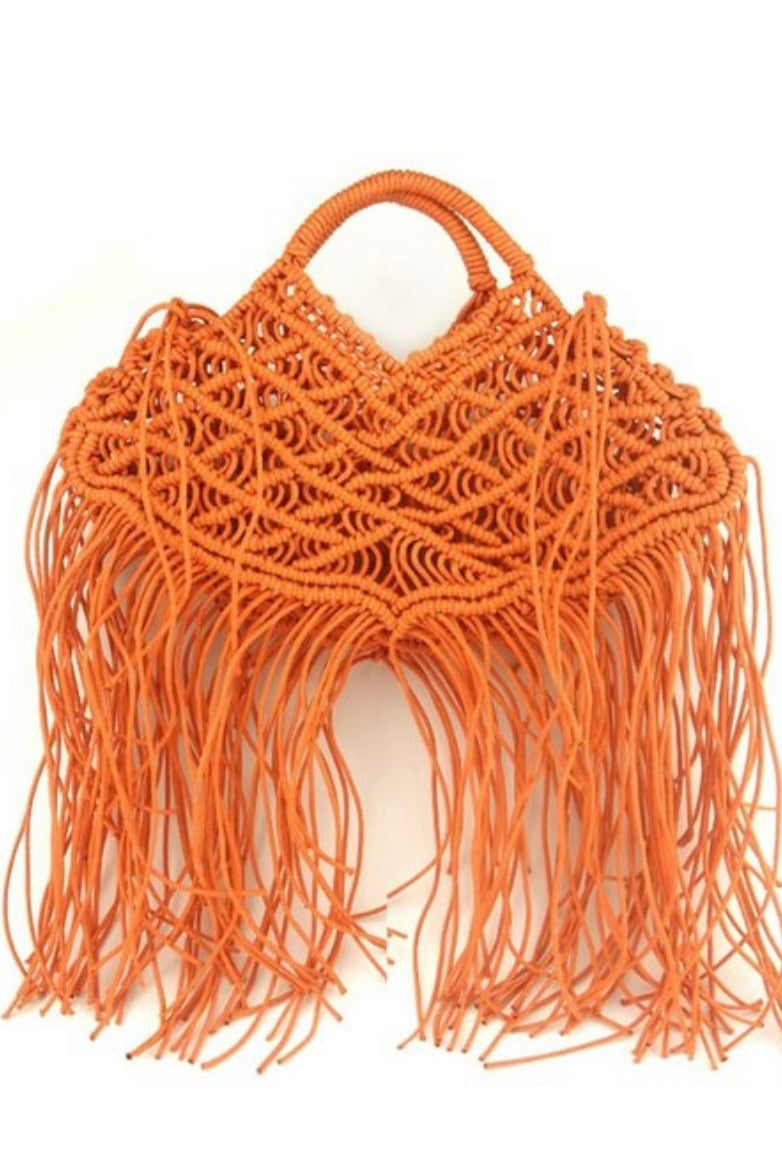 Glenda Crocheted Tote Bag Orange