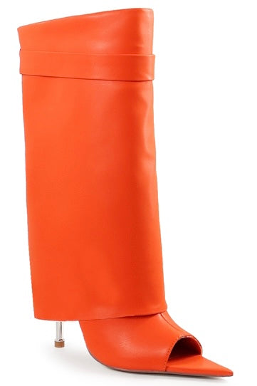 Banks Stiletto Fold Over Peeptoe Boot- Orange