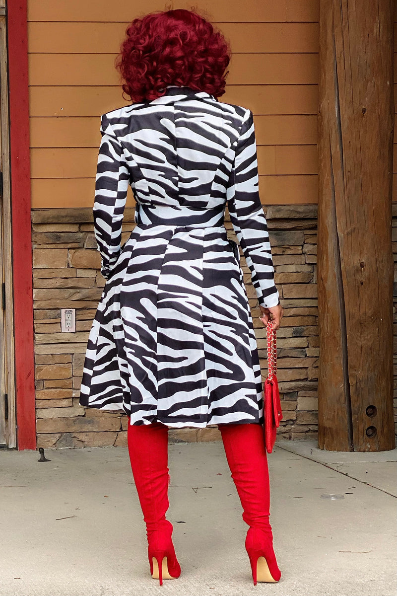Chanelle Lux Trench Coat/Dress-Zebra