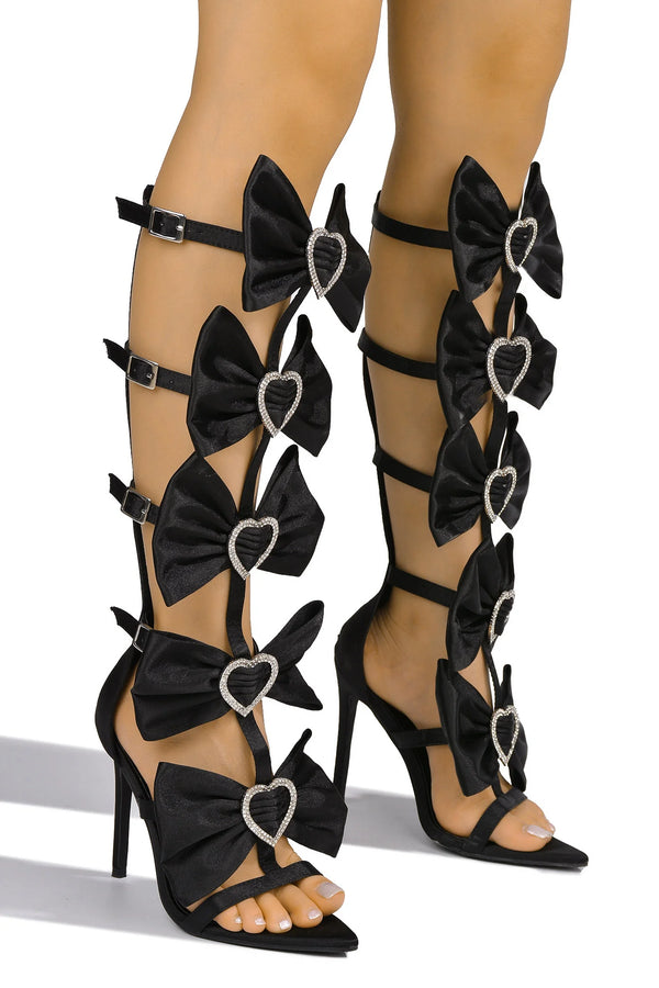 Cutiful Diamond Strap Lux Stiletto Heel-Black