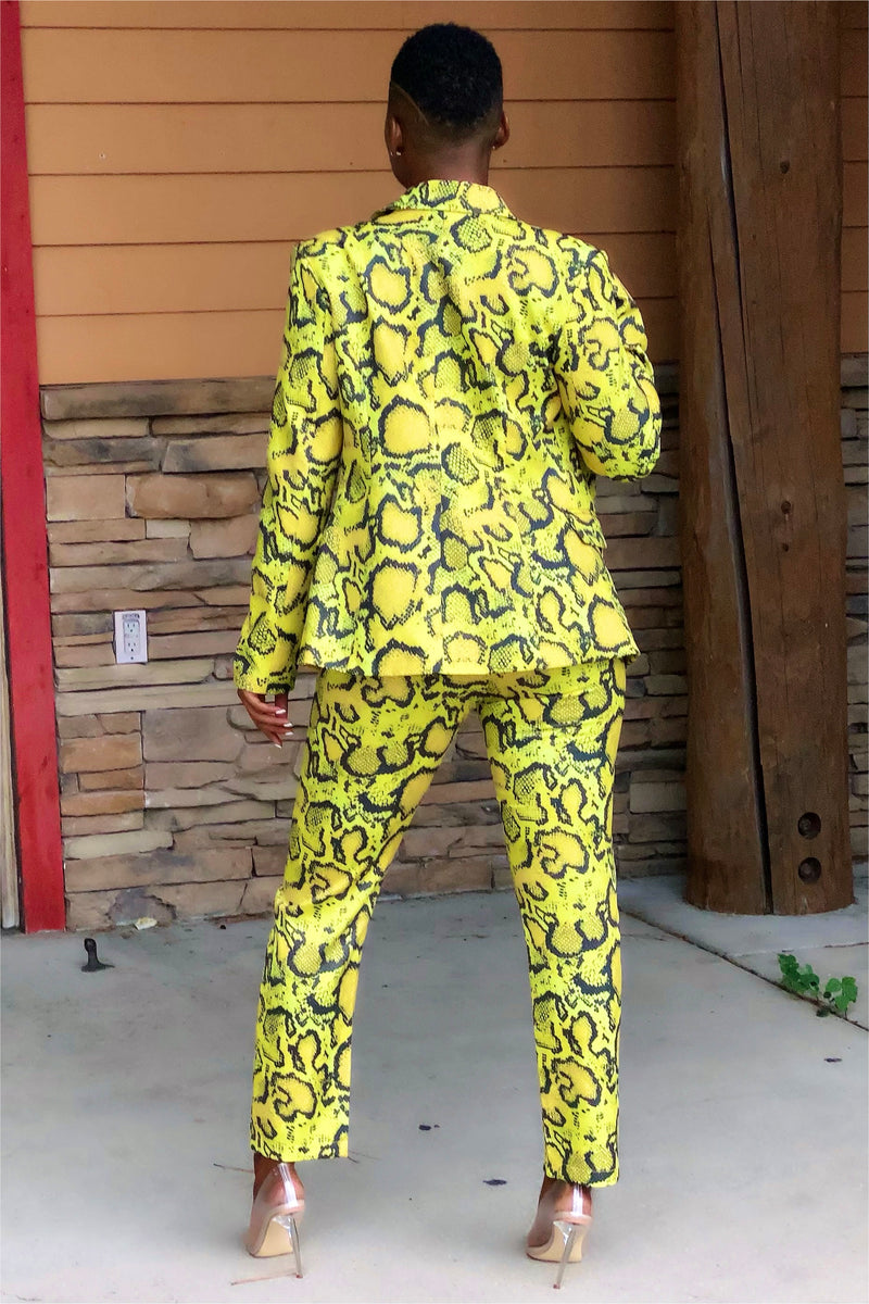 Dominique Python Print Power Suit