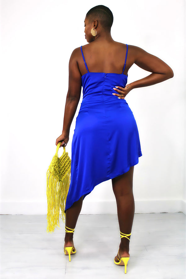 Kena Ruched Slip Dress-Royal Blue