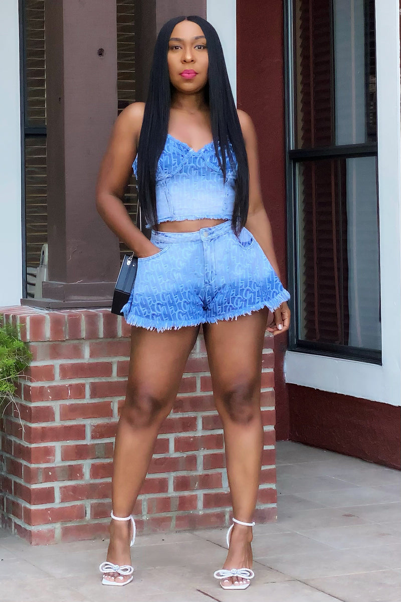 Tapanga Denim Designer Print Short Set